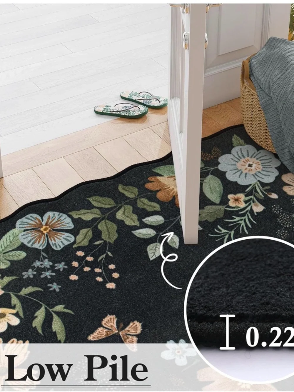 Lahome Floral Runner Rug for Hallways, 2'6''x8' Kitchen Runner Non Slip 055 - Picture 5 of 5
